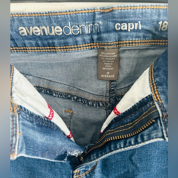 Avenue Denim Womens Capris Cropped Cuff Jeans Dark Wash Mid-rise 18 average - Picture 2 of 5